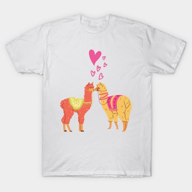 Cute Will You Be My Llamentine Romantic Animal Pun for Valentines T-Shirt by mschubbybunny